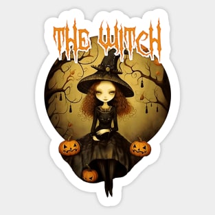 Vintage Halloween Cute Witch Black Cat The Wich Sticker